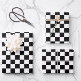 Black and white checkerboard pattern  ラッピングペーパーシート