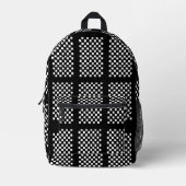 Black and White Checkered Backpack プリントバックパック (正面)