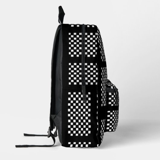 Black and White Checkered Backpack  プリントバックパック (左)