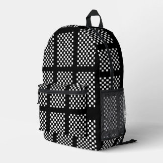 Black and White Checkered Backpack  プリントバックパック
