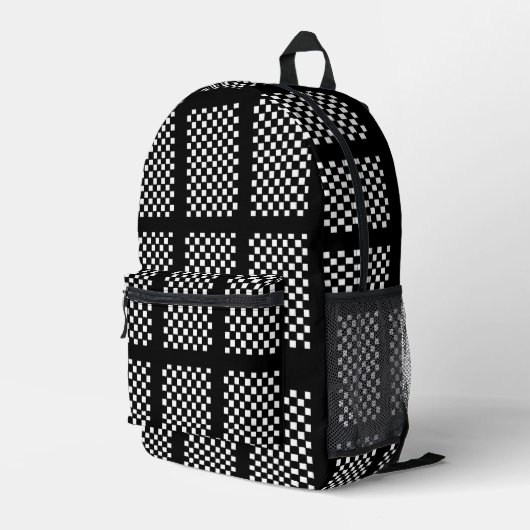 Black and White Checkered Backpack プリントバックパック (裏面右端)