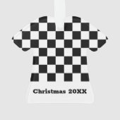 Black and White Checkered Boys Name  オーナメント (裏面)