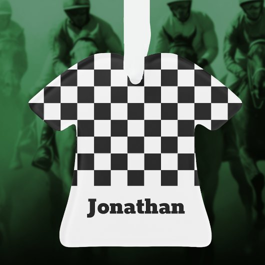 Black and White Checkered Boys Name  オーナメント