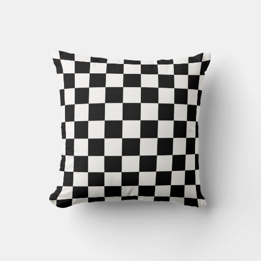 Black and White Checkered Cushion Pillow クッション (正面)