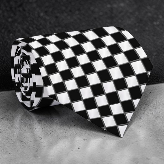 Black and White Checkered Custom Necktie ネクタイ