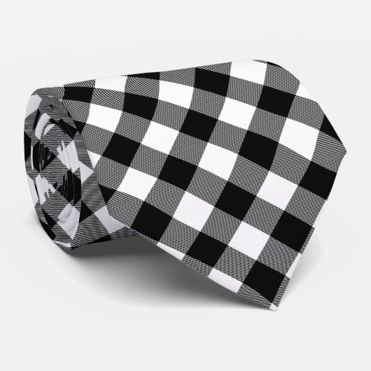 Black and White Checkered Design ネクタイ (ロール)