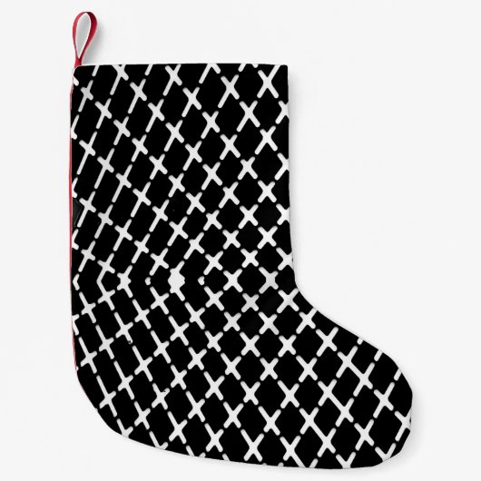Black and white checkered illustration スモールクリスマスストッキング (正面)