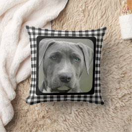 Black and White Checkered Pattern Pet Dog Memorial クッション