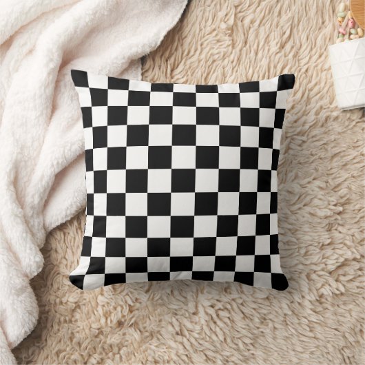 Black and White Checkered Print クッション (ブランケット)