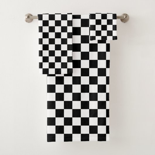 Black and White Checkered Print バスタオルセット (インサイチュ)