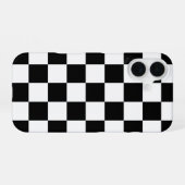 Black and White Checkered Print iPhone 16ケース (裏面横)
