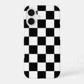 Black and White Checkered Print iPhone 16ケース (裏面)