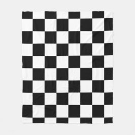 Black and White Checkered Square Pattern  フリースブランケット
