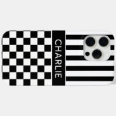 Black and White Checkered Striped Personalized Case-Mate iPhoneケース (裏面 (横))
