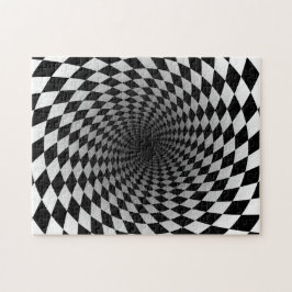 Black and White Checkered Vortex Optical Illusion ジグソーパズル