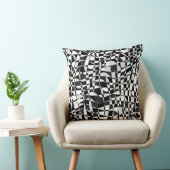 Black and White Checkered Warp Pattern クッション (椅子)