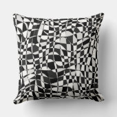 Black and White Checkered Warp Pattern クッション (裏面)
