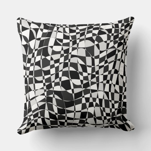 Black and White Checkered Warp Pattern クッション (裏面)