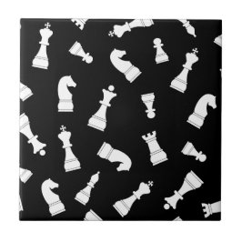 Black and White Chess Piece Pattern タイル
