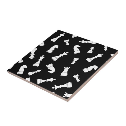 Black and White Chess Piece Pattern タイル (側面)