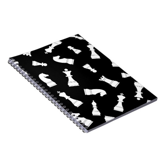 Black and White Chess Piece Pattern ノートブック (右側)
