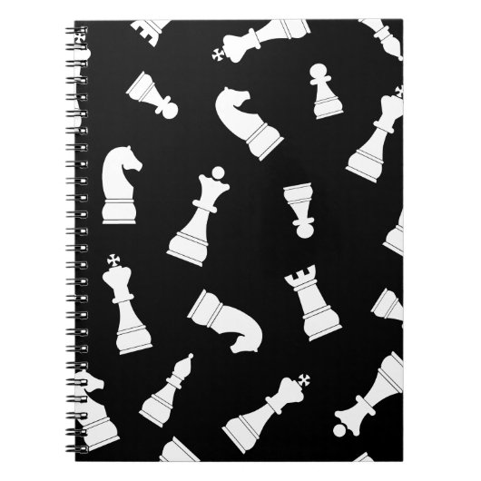 Black and White Chess Piece Pattern ノートブック (正面)