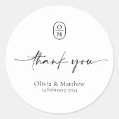 Black and White | Chic & Modern Wedding Monogram  ラウンドシール (正面)