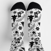 Black and White Christmas Pattern Socks  ソックス