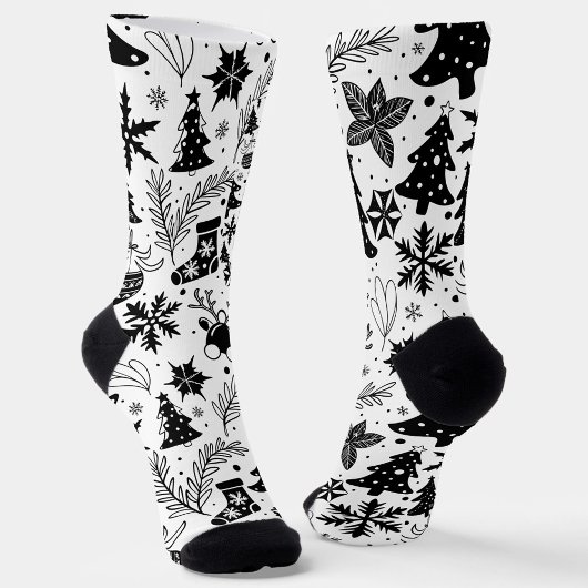 Black and White Christmas Pattern Socks  ソックス