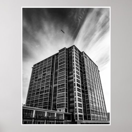 Black and White City Modern Architecture Wall Art ポスター (正面)