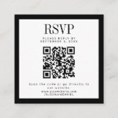 Black and white classic elegant QR RSVP wedding エンクロージャーカード (正面)