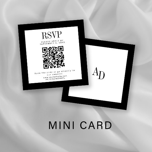 Black and white classic elegant QR RSVP wedding エンクロージャーカード