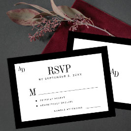 Black and white classic formal old money wedding 出欠カード