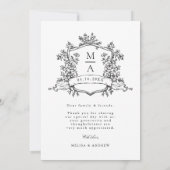 Black and White Classic Frame Wedding Photo      サンキューカード (裏面)