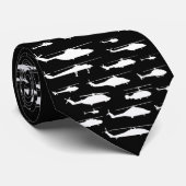 Black and White Classic Helicopter Tie ネクタイ (ロール)