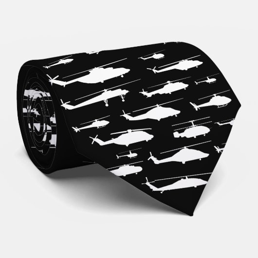 Black and White Classic Helicopter Tie ネクタイ (ロール)
