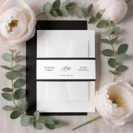 Black and White Classic Simple Minimalist Wedding 招待状ベリーバンド