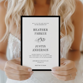 Black and White Classic Simple Wedding 招待状