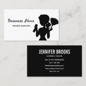 Black and white Cleaning Service Housekeeper Maid 名刺 (正面/裏面)