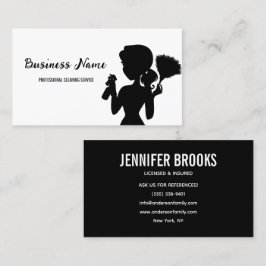 Black and white Cleaning Service Housekeeper Maid 名刺