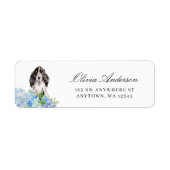Black and White Cocker Spaniel Blue Hydrangea ラベル (正面)