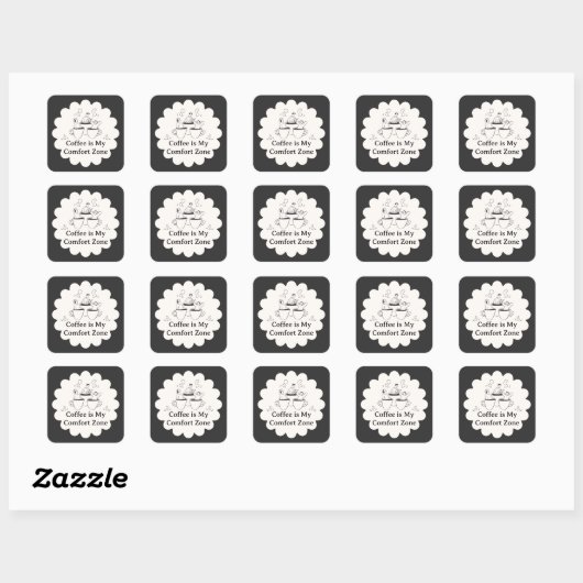 Black and White Coffee Comfort Zone Sticker スクエアシール (シート)