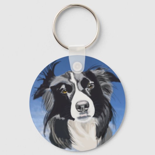 Black and White Collie   キーホルダー (正面)