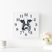 Black and White Cow Clock スクエア壁時計 (ホーム)