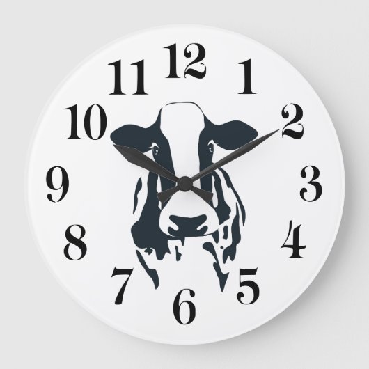 Black and White Cow Clock ラージ壁時計 (正面)