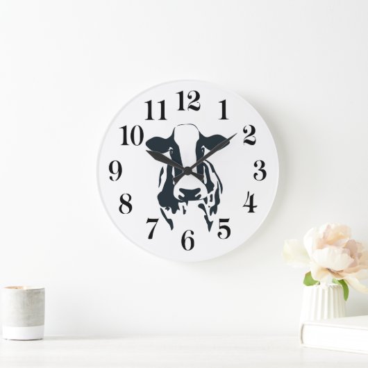 Black and White Cow Clock ラージ壁時計 (ホーム)