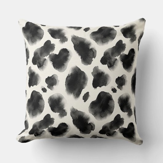 Black and White Cow Print Pattern クッション (正面)