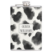 Black and White Cow Print Pattern フラスク (正面)