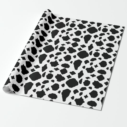 Black and White Cow Print Pattern ラッピングペーパー (アンロールド)