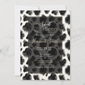 Black and White Cow Print Pattern 招待状 (正面)